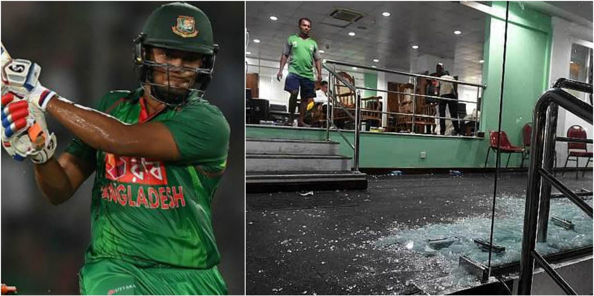 Shakib Al Hasan broke dressing room glass door in Colombo Shakib Al Hasan broke dressing room glass door in Colombo