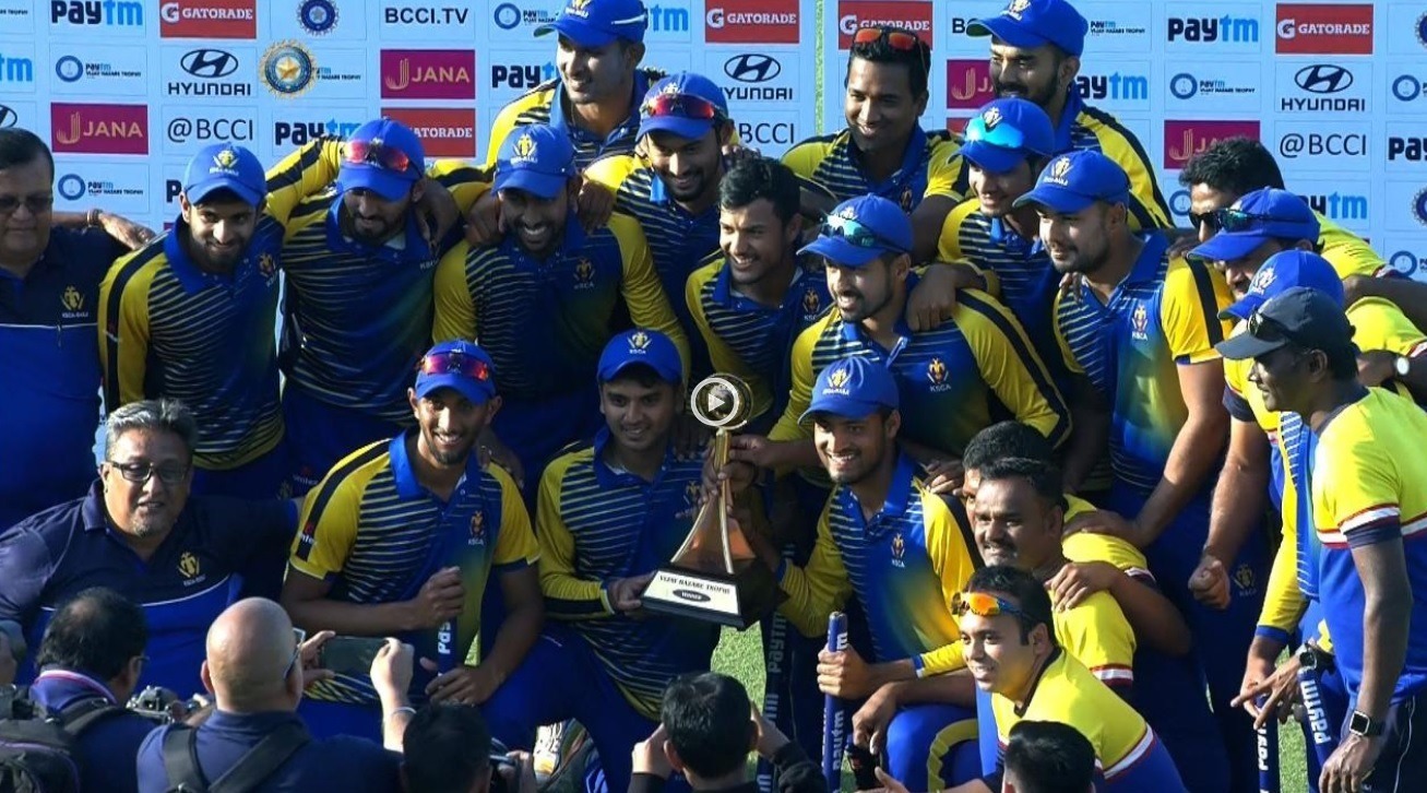 Karnataka beat Saurashtra to clinch third Vijay Hazare Trophy Karnataka beat Saurashtra to clinch third Vijay Hazare Trophy